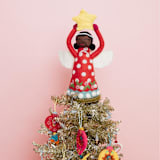 "Angel Tree Topper - Simone" - Tree Toppers in red by French Knot