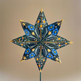"Blue Flower Tree Topper" - Tree Toppers in multicolor by Emily Morris