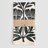 "Block Print Floral" - Tea Towel in Dark Teal by Katharine Watson - Packaged Set
