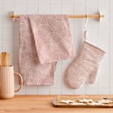 "Deco Arches" - Tea Towel in Pink by Hooray Creative - In Home
