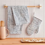 "Wavy" - Tea Towel in Storm by Michelle Taylor - In Home