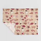 "Retro Ornaments" - Tea Towel in Coral by Vivian Yiwing - Full Towel with Hanging Loop