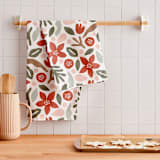 "Winter Mix" - Tea Towel in Poinsettia by Michelle Taylor - In Home