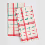 "Fun plaid" - Tea Towel in Peppermint by Creo Study - Tea Towel Pair