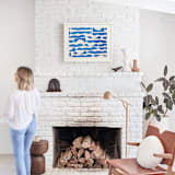 "Abstract Waves" - Textile Art Print in Bold Blue by Ampersand Design Studio - In a Room