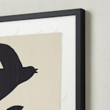 "Birds" - Textile Art Print in Midnight by Alexandra Dzh - Frame - Close Up