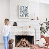 "Brush Stroke Arches" - Textile Art Print in Grey Blue by Lori Frost - In a Room