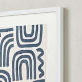 "Brush Stroke Arches" - Textile Art Print in Grey Blue by Lori Frost - Frame - Close Up