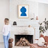 "Ceramic Vase Still Life" - Textile Art Print in Bold Blue by Roseanne Kenny - In a Room