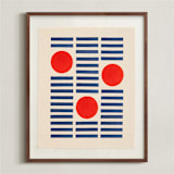 "Rhythm Running through You" - Textile Art Print in Bright Coral by Yohaku Oshima - Framed