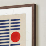 "Rhythm Running through You" - Textile Art Print in Bright Coral by Yohaku Oshima - Frame - Close Up