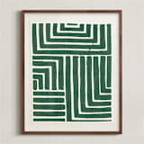 "Hard & Soft" - Textile Art Print in Olive by Kristine Sarley - Framed
