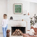 "Hard & Soft" - Textile Art Print in Olive by Kristine Sarley - In a Room