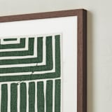 "Hard & Soft" - Textile Art Print in Olive by Kristine Sarley - Frame - Close Up
