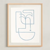 "Through My Window I" - Textile Art Print in Mid Blue by Pati Cascino - Framed