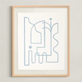"Through My Window II" - Textile Art Print in Mid Blue by Pati Cascino - Framed