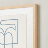 "Through My Window II" - Textile Art Print in Mid Blue by Pati Cascino - Frame - Close Up