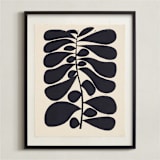 "Black Plant - Black" - Textile Art Print in Black by Alisa Galitsyna - Framed