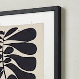 "Black Plant - Black" - Textile Art Print in Black by Alisa Galitsyna - Frame - Close Up
