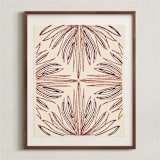 "Modern Botanical" - Textile Art Print in Rust by ALICIA BOCK - Framed