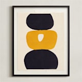 "New Dance" - Textile Art Print in Mustard by Deborah Velasquez - Framed