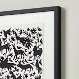 "Otomi Folk - Ink" - Textile Art Print in Ink by Teju Reval - Frame - Close Up