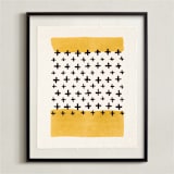 "Positivity - Mustard" - Textile Art Print in Mustard by Rochelle Renee - Framed