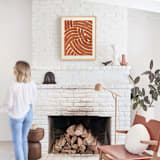 "Curvy lines" - Textile Art Print in Rust Orange by Kristine Sarley - In a Room