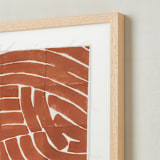 "Curvy lines" - Textile Art Print in Rust Orange by Kristine Sarley - Frame - Close Up