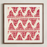 "Dwell" - Textile Art Print in Brick by Christine Llewellyn - Framed