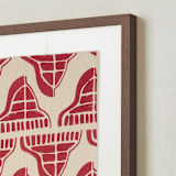 "Dwell" - Textile Art Print in Brick by Christine Llewellyn - Frame - Close Up