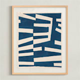 "Shouting" - Textile Art Print in Navy by Lauren Brown - Framed