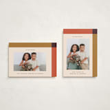 "Mondrian" - Thanksgiving Cards in Persimmon by Annie Clark - Photo Orientation Options