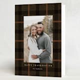 "Fall Plaid" - Thanksgiving Cards in Cocoa by Baumbirdy - Folded Card