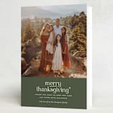 "Merry Thanksgiving" - Thanksgiving Cards in Spruce by Louise Kay - Folded Card