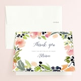 "Watercolor Wreath" - Wedding Thank You Cards in Grapefruit by Yao Cheng Design - Front