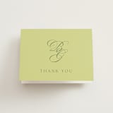 "Carlyle" - Folded Wedding Thank You Cards in Chartreuse by Everett Paper Goods - Front