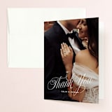 "Stacked Script" - Wedding Thank You Cards in Classic by Olivia Kanaley Inman - Front