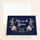 "Wildflower Crest" - Wedding Thank You Cards in Navy by Alethea and Ruth - Front