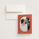 "Japanese Fabric" - Wedding Thank You Cards in Persimmon by Becky Nimoy - Front
