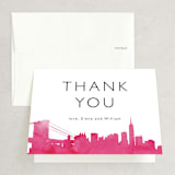 "Skyline -New York" - Wedding Thank You Cards in Magenta by Laura Condouris - Front
