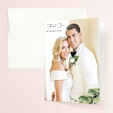 "Greenery Banner" - Wedding Thank You Cards in Navy by Susan Moyal - Front