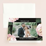 "Peonie Party" - Wedding Thank You Cards in Noir by Baumbirdy - Front