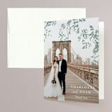 "Cascading Vine" - Wedding Thank You Cards in Mist by Design Lotus - Front
