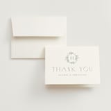 "Simple Crest" - Wedding Thank You Cards in Sage by Kristen Smith - Front