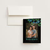 "Embroidery" - Wedding Thank You Cards in Noche by Jackie Crawford - Front