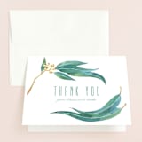 "Eucalyptus Leaves" - Wedding Thank You Cards in Eucalyptus by Shannon Chen of Four Wet Feet Studio - Front