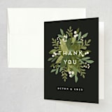 "Laurel of Greens" - Wedding Thank You Cards in Midnight by Jennifer Wick - Front