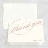 "Winter Flourish" - Wedding Thank You Cards in Petal Pink by Annie Clark - Front