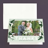 "Botanical Name Plate" - Wedding Thank You Cards in Sage by Shiny Penny Studio - Front